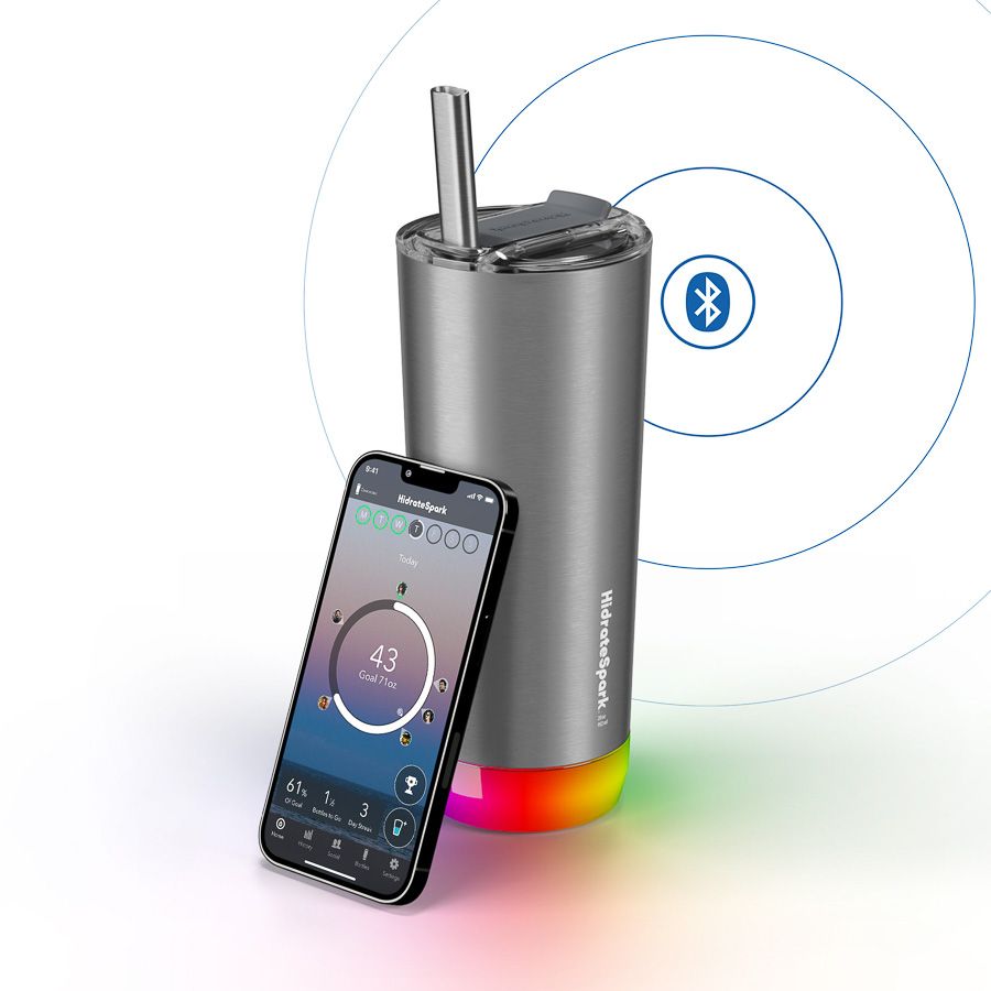 Inteligentní nerezová láhev HidrateSpark Pro Tumbler 592 ml - stříbrná - iSTYLE CZ