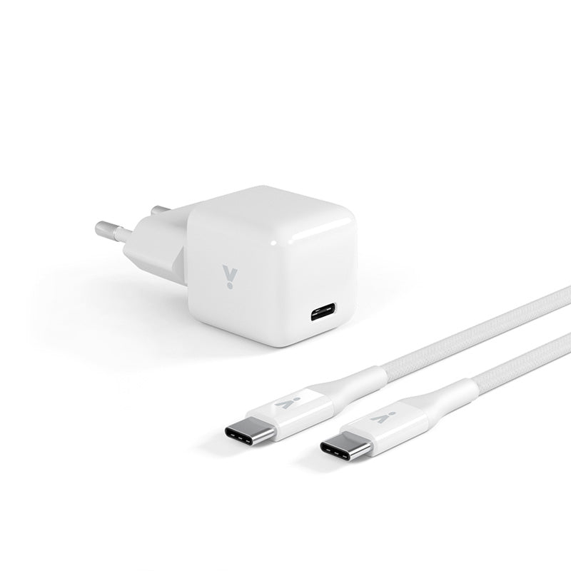 30W GaN adaptér s 1,2m USB-C kabelem iSTYLE - bílý - iSTYLE CZ