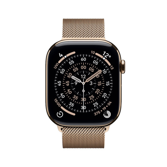 Apple Watch Series 11 GPS + Cellular 46mm zlatě titanové pouzdro se zlatě ocelovým milánským tahem - M/L - iSTYLE CZ