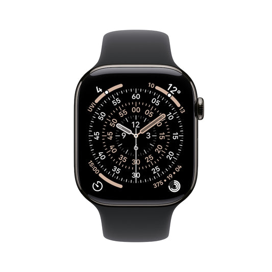 Apple Watch Series 11 GPS + Cellular 42mm břidlicově šedé titanové pouzdro s černým sportovním řemínkem - M/L (otevřený) - iSTYLE.cz