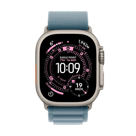 Apple Watch Ultra 3 GPS + Cellular 49mm přírodně titanové pouzdro se světle modrým alpským tahem - S - iSTYLE CZ