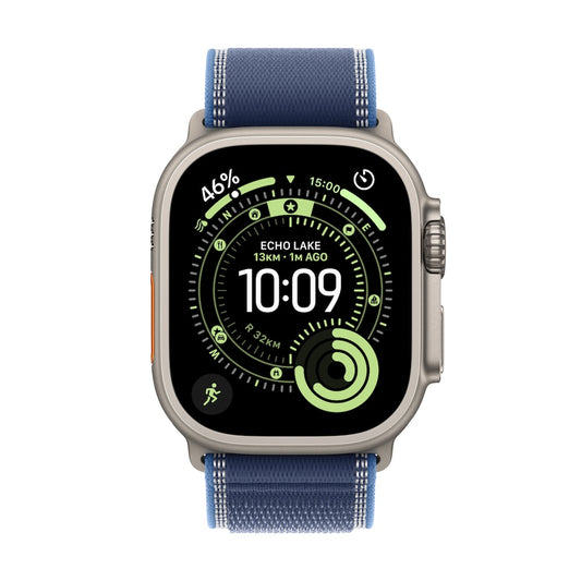 Apple Watch Ultra 3 GPS + Cellular 49mm přírodně titanové pouzdro s modře/jasně modrým trailovým tahem - S/M - iSTYLE CZ
