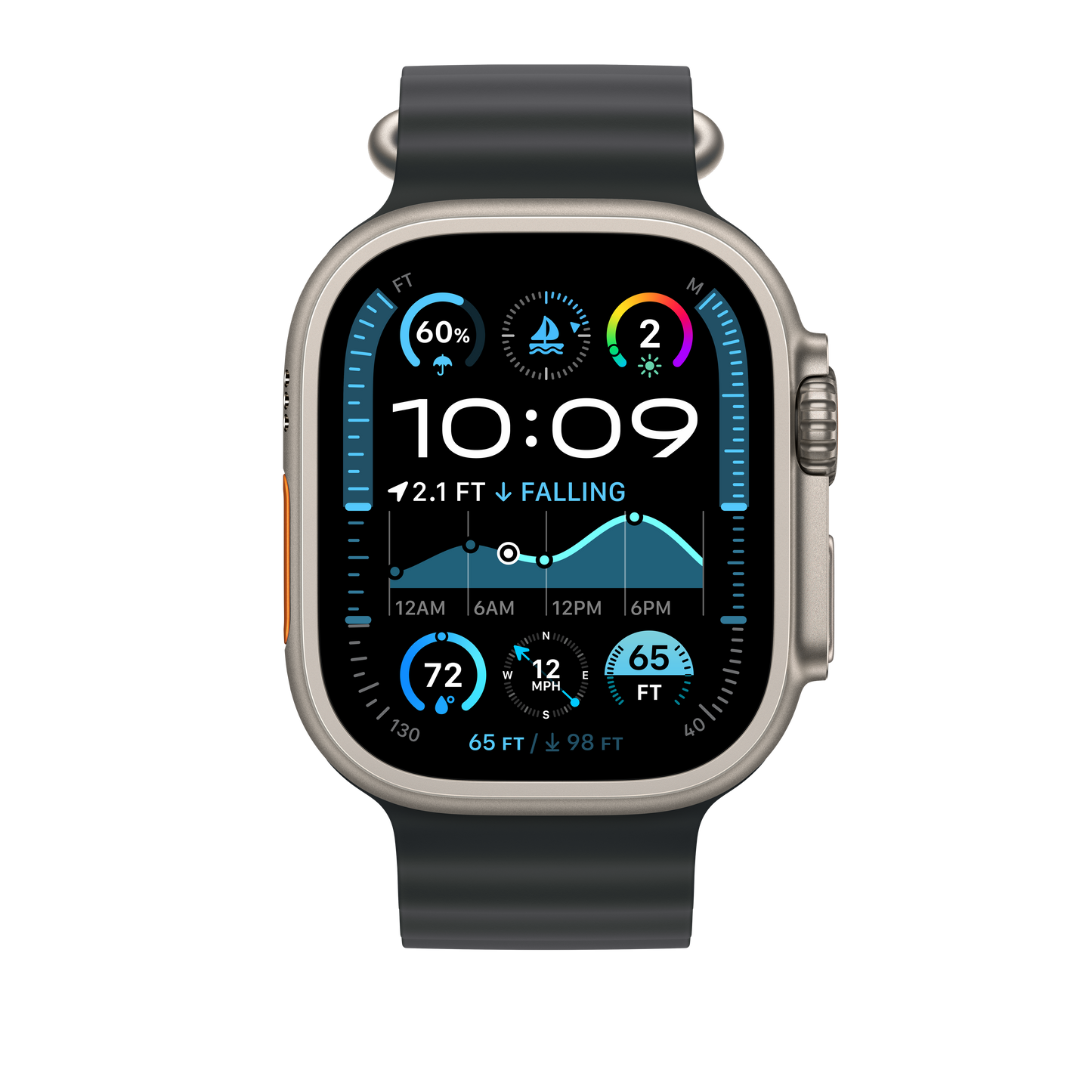 Apple Watch 44/45/46/49mm černý Oceánský řemínek – provedení z přírodního titanu - iSTYLE CZ