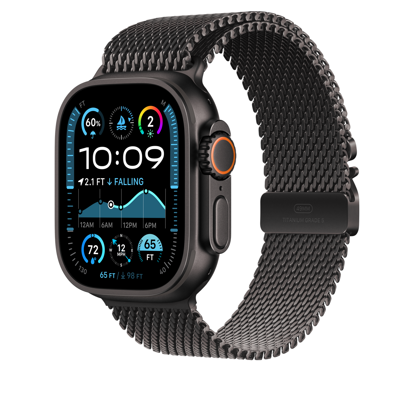 Apple Watch 44/45/46/49mm milánský tah z černého titanu – velký - iSTYLE CZ