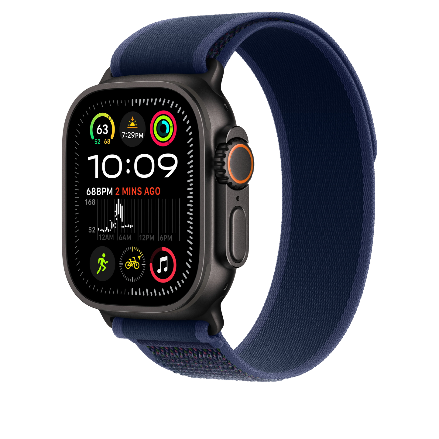 Apple Watch 44/45/46/49mm modrý Trailový tah - M/L – provedení z černého titanu - iSTYLE CZ