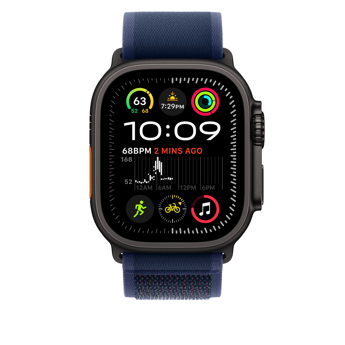 Apple Watch 44/45/46/49mm modrý Trailový tah - M/L – provedení z černého titanu - iSTYLE CZ