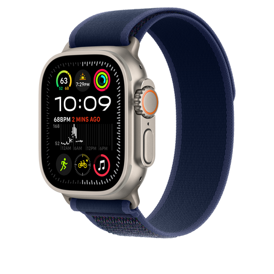 Apple Watch 44/45/46/49mm modrý Trailový tah – M/L – provedení z přírodního titanu - iSTYLE CZ