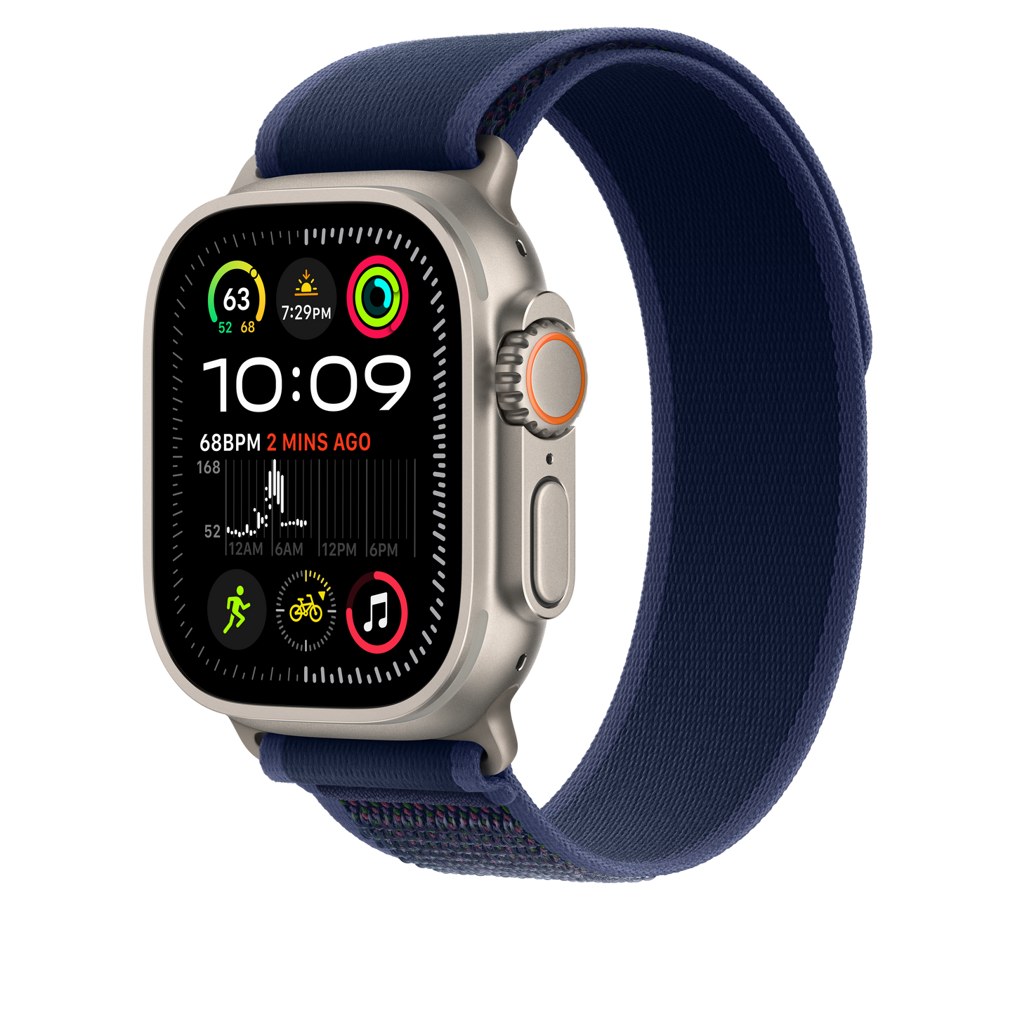 Apple Watch 44/45/46/49mm modrý Trailový tah – S/M – provedení z přírodního titanu - iSTYLE CZ