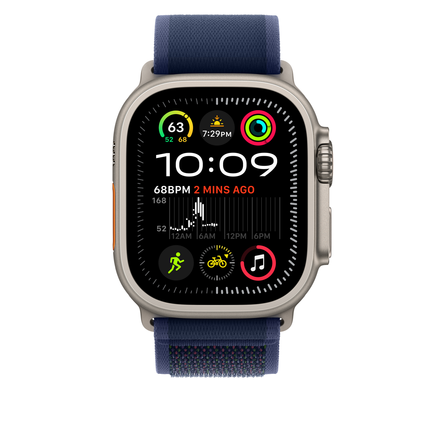 Apple Watch 44/45/46/49mm modrý Trailový tah – S/M – provedení z přírodního titanu - iSTYLE CZ