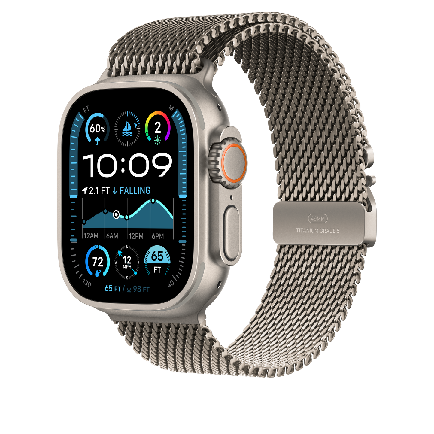 Apple Watch 44/45/46/49mm milánský tah z přírodního titanu – střední - iSTYLE CZ