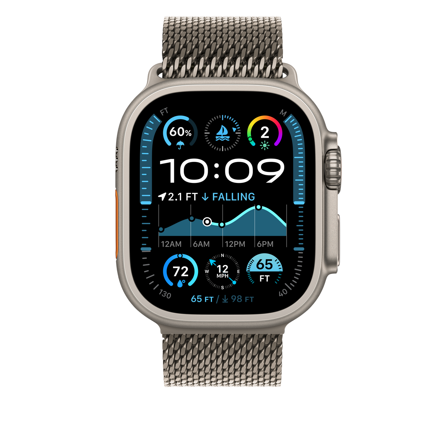 Apple Watch 44/45/46/49mm milánský tah z přírodního titanu – střední - iSTYLE CZ