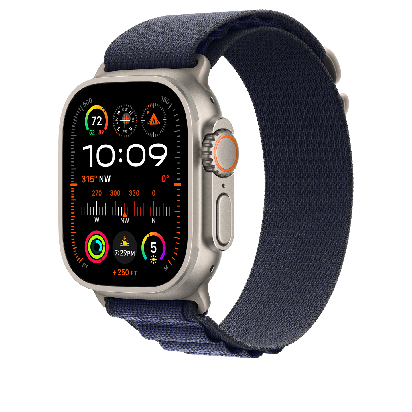 Apple Watch 44/45/46/49mm námořnicky modrý Alpský tah – velký – provedení z přírodního titanu - iSTYLE CZ