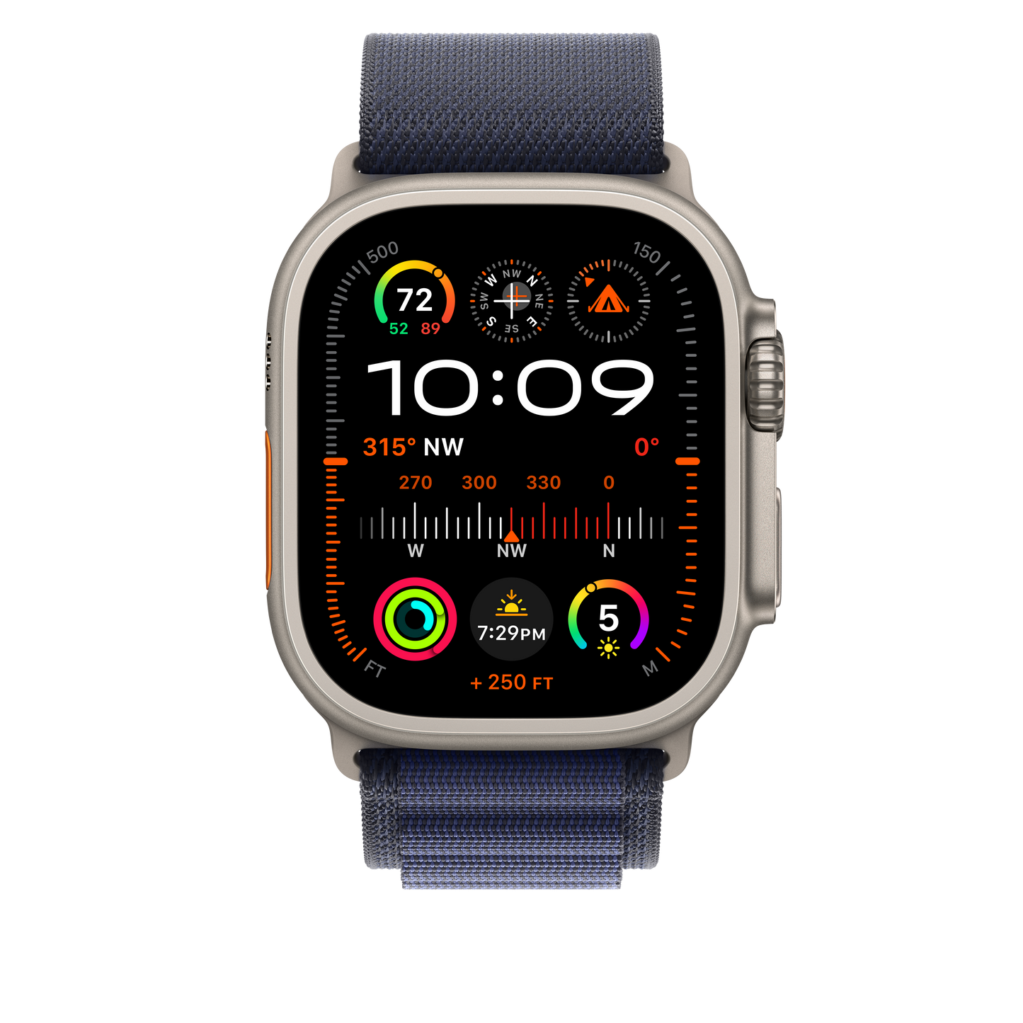 Apple Watch 44/45/46/49mm námořnicky modrý Alpský tah – velký – provedení z přírodního titanu - iSTYLE CZ