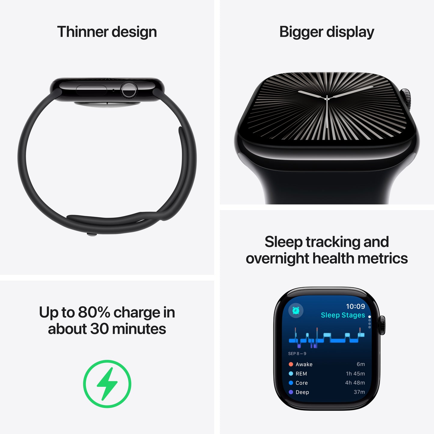 Apple Watch Series 10 GPS 42mm klavírně černé hliníkové pouzdro s černým sportovním řemínkem - S/M - iSTYLE CZ