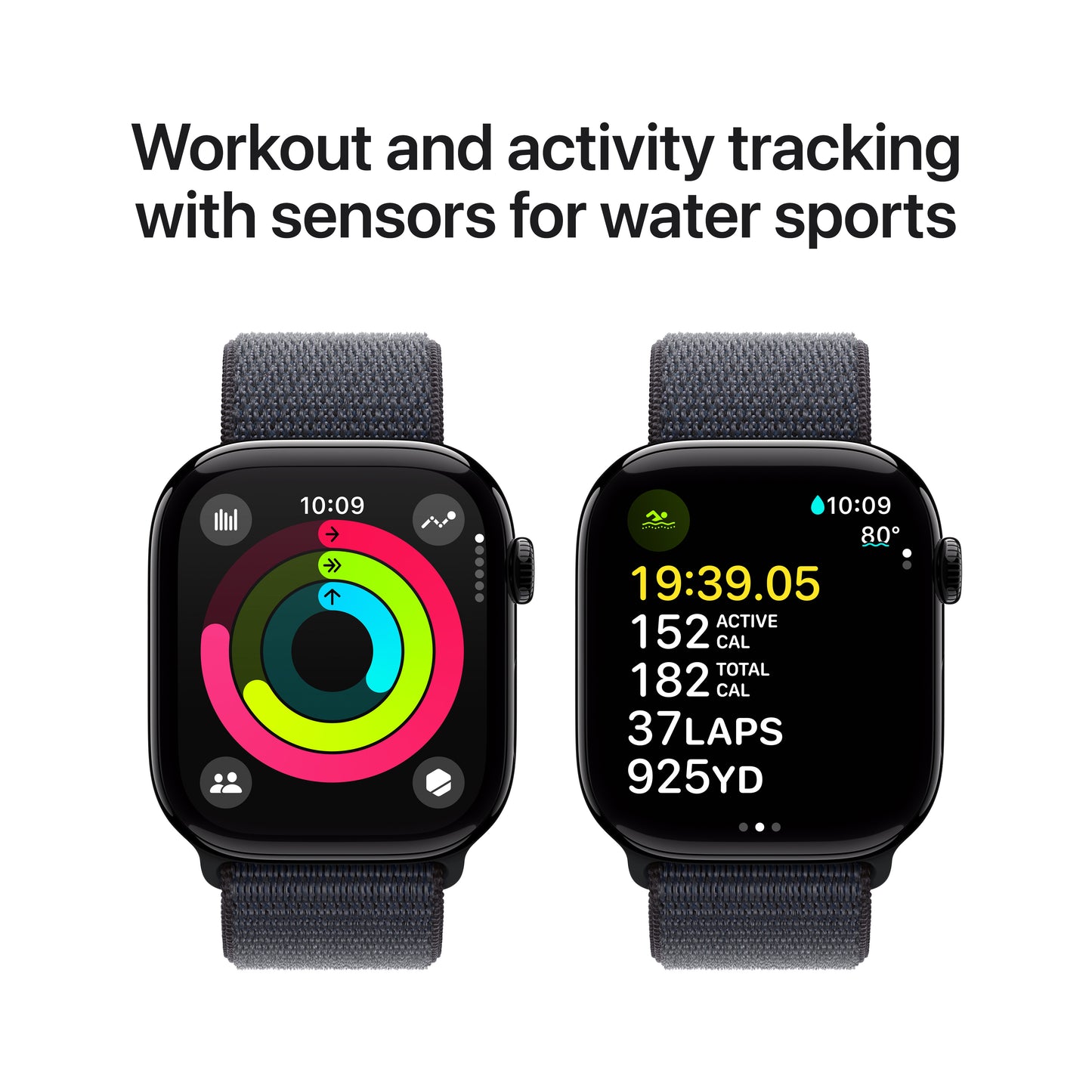 Apple Watch Series 10 GPS 46mm klavírně černé hliníkové pouzdro s inkoustově fialovým sportovním provlékacím řemínkem (otevřený) - iSTYLE CZ
