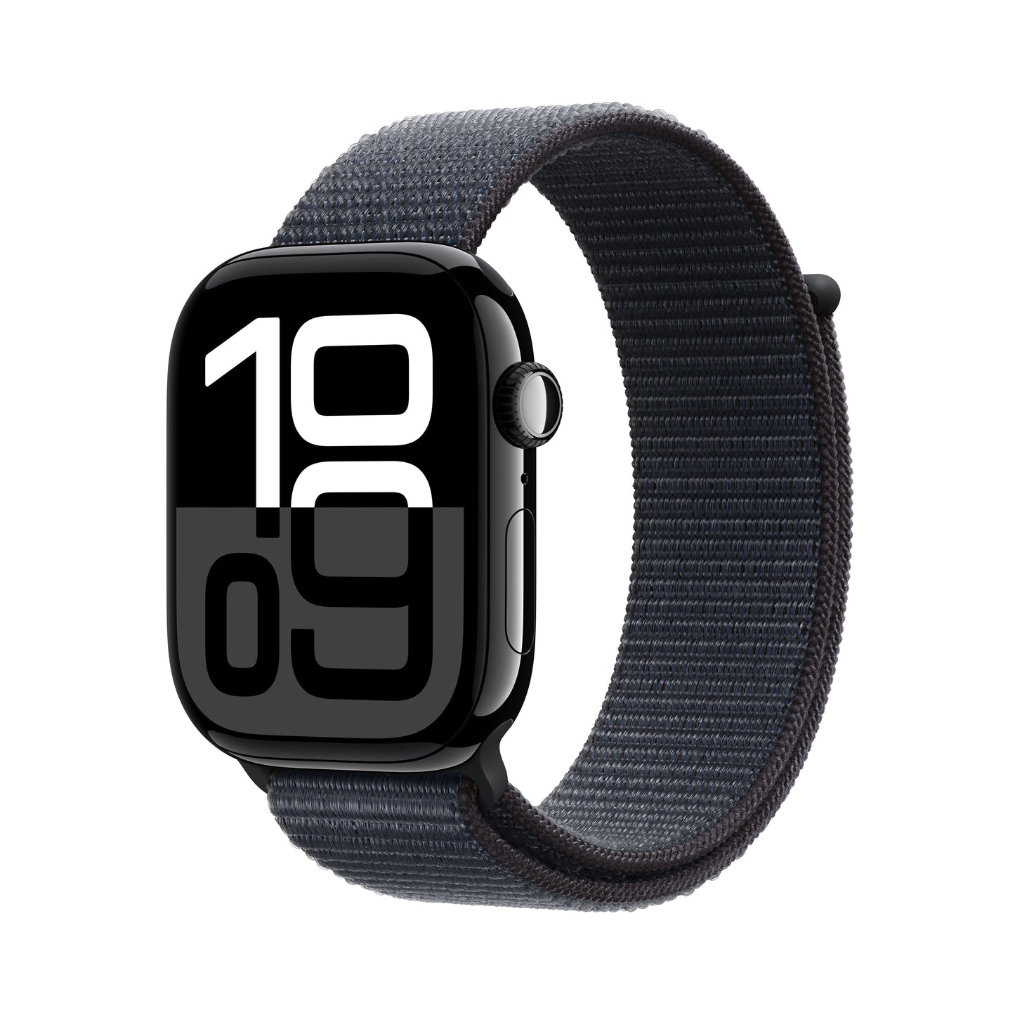 Apple Watch Series 10 GPS 46mm klavírně černé hliníkové pouzdro s inkoustově fialovým sportovním provlékacím řemínkem (otevřený) - iSTYLE CZ