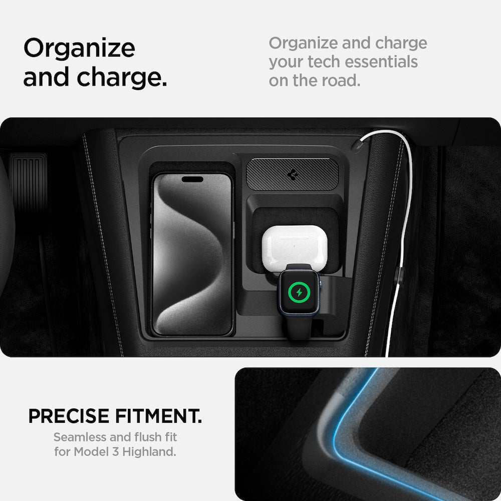 Nabíjecí stanice Spigen Tesla 3 in 1 Wireless Charging Hub Mount - černá - iSTYLE CZ
