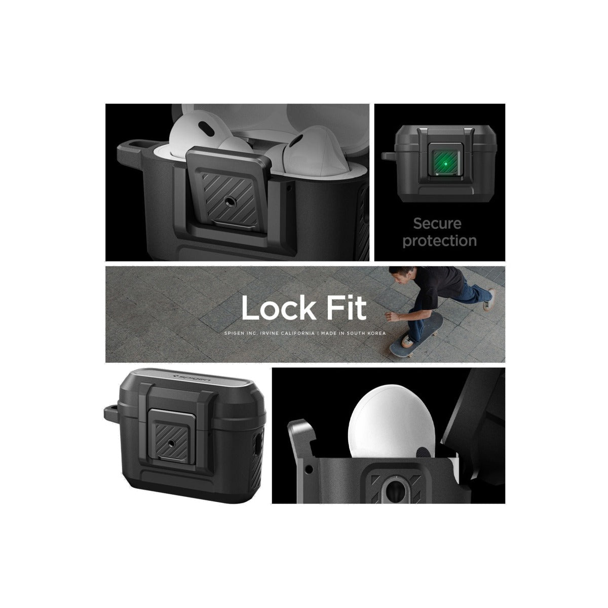 Obal pro AirPods Pro 2. gen Spigen Lock Fit - černý - iSTYLE CZ