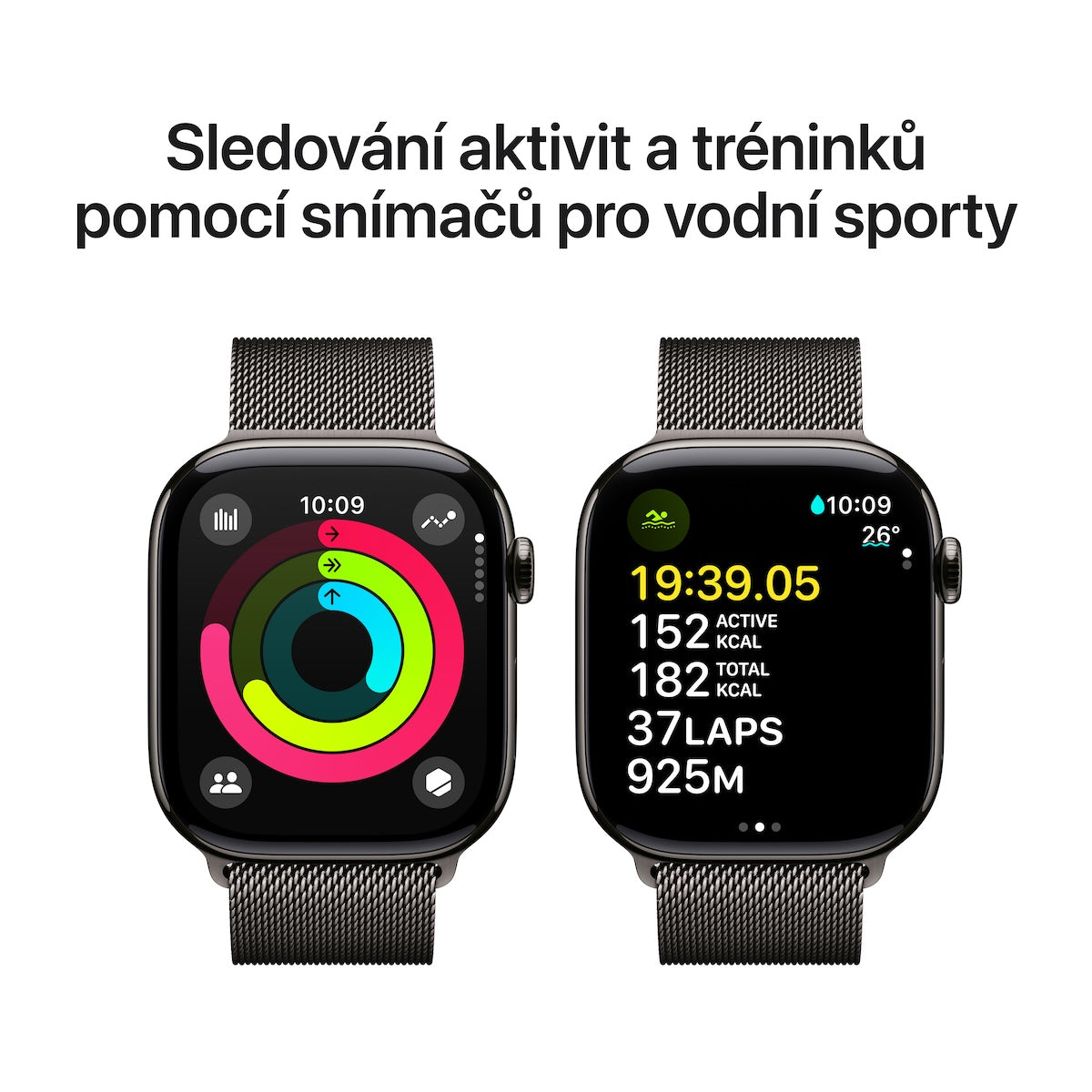 Apple Watch Series 10 GPS + Cellular 46mm břidlicově šedé titanové pouzdro s břidlicově šedým milánským tahem - M/L - iSTYLE CZ