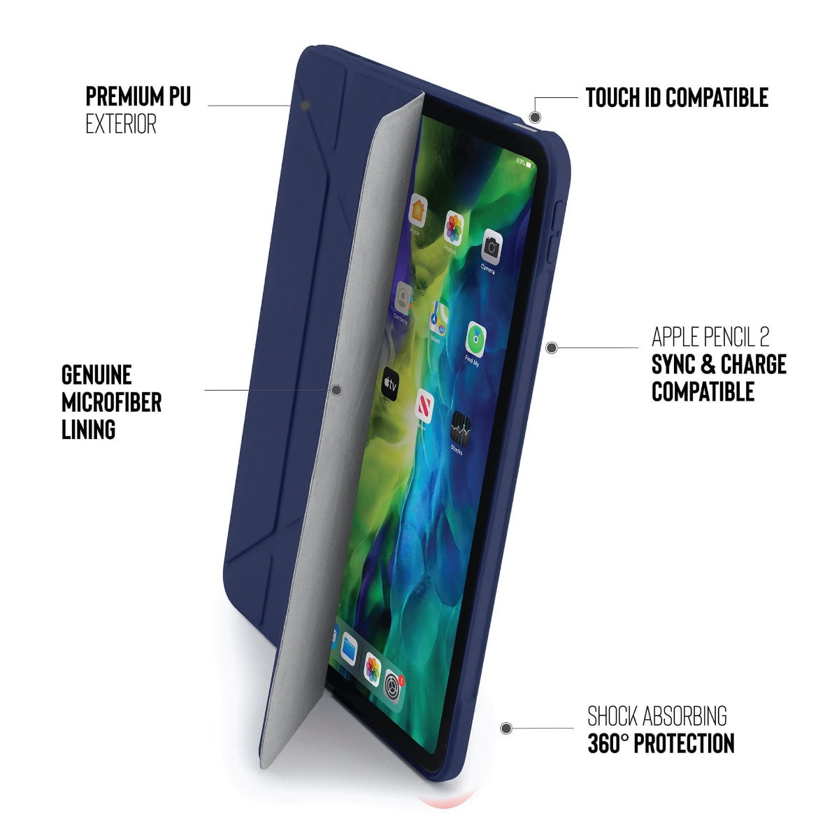 Pouzdro Pipetto Origami pro iPad Air 4 10.9" (2020) - námořnicky modré - iSTYLE CZ