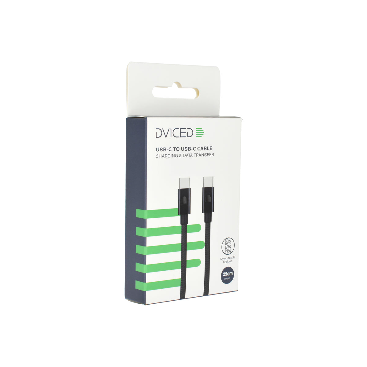 Pletený kabel USB-C / USB-C Dviced 0,25 m – černý - iSTYLE CZ