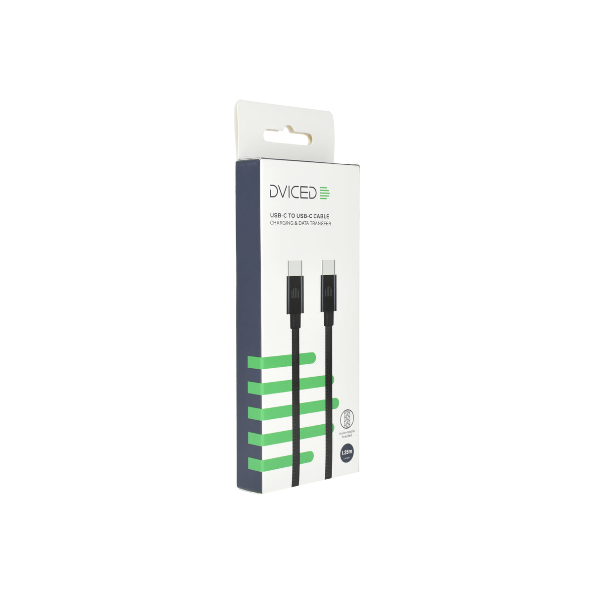 Pletený kabel USB-C / USB-C Dviced 1,25 m – černý - iSTYLE CZ