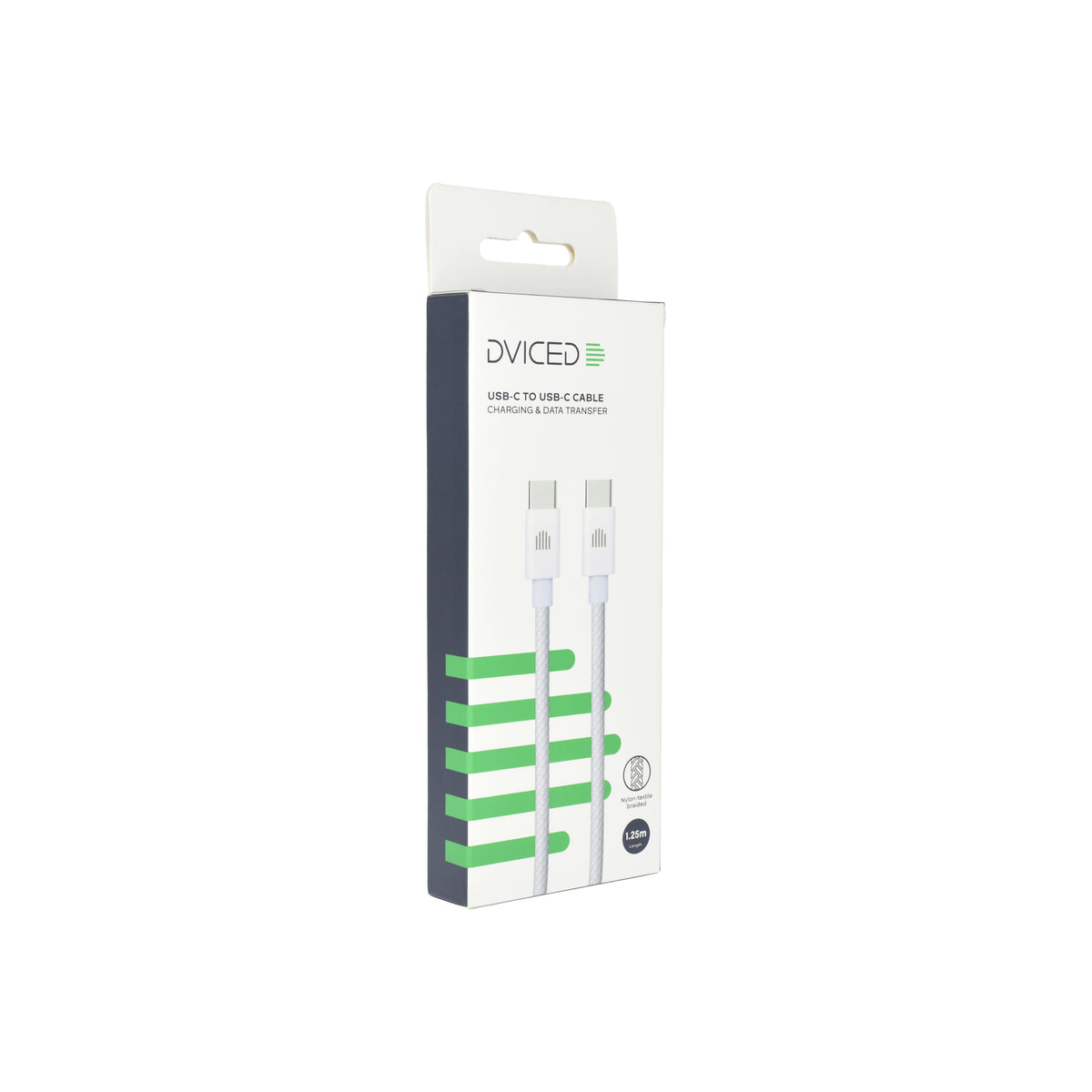 Pletený kabel USB-C / USB-C Dviced 1,25 m – bílý - iSTYLE CZ