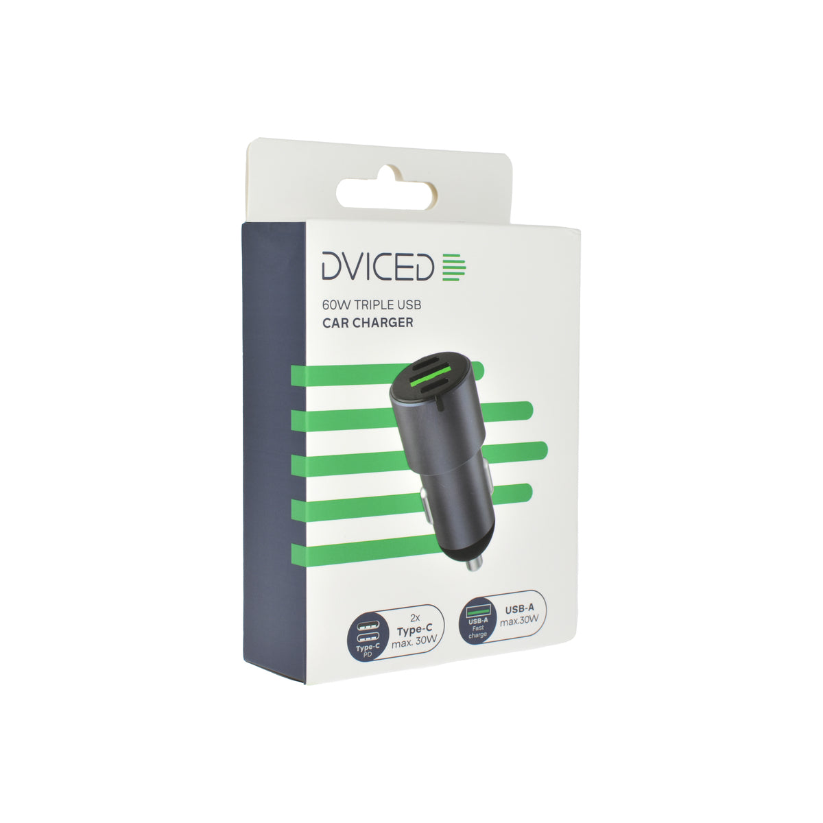 Autonabíječka 60W Dviced 1× USB-A, 2× USB-C – šedá - iSTYLE CZ