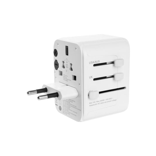 30W cestovní adaptér FIXED Voyager GaN (EU, UK, USA, AUS) - bílý - iSTYLE CZ