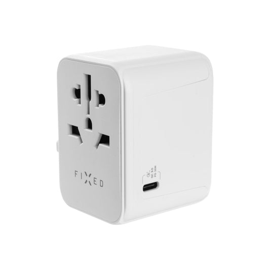 30W cestovní adaptér FIXED Voyager GaN (EU, UK, USA, AUS) - bílý - iSTYLE CZ