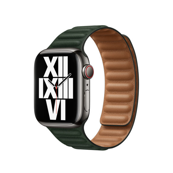 Apple Watch řemínek 38/40/41 mm sekvojově zelený kožený tah – M/L - iSTYLE CZ
