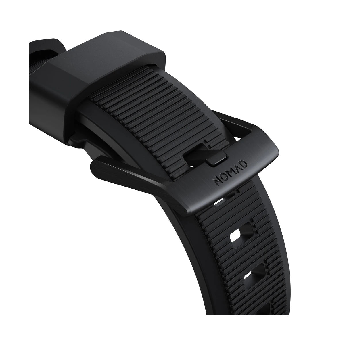 Řemínek pro Apple Watch 42/44/45/49 mm Nomad Rugged Strap - černý s černou přezkou - iSTYLE CZ