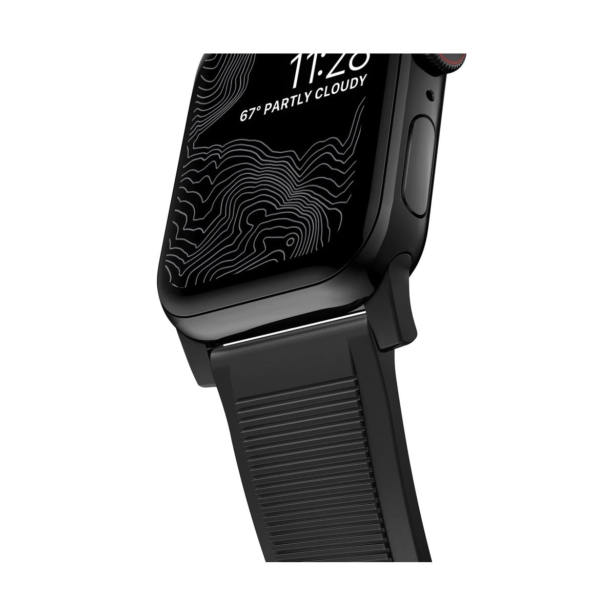 Řemínek pro Apple Watch 42/44/45/49 mm Nomad Rugged Strap - černý s černou přezkou - iSTYLE CZ