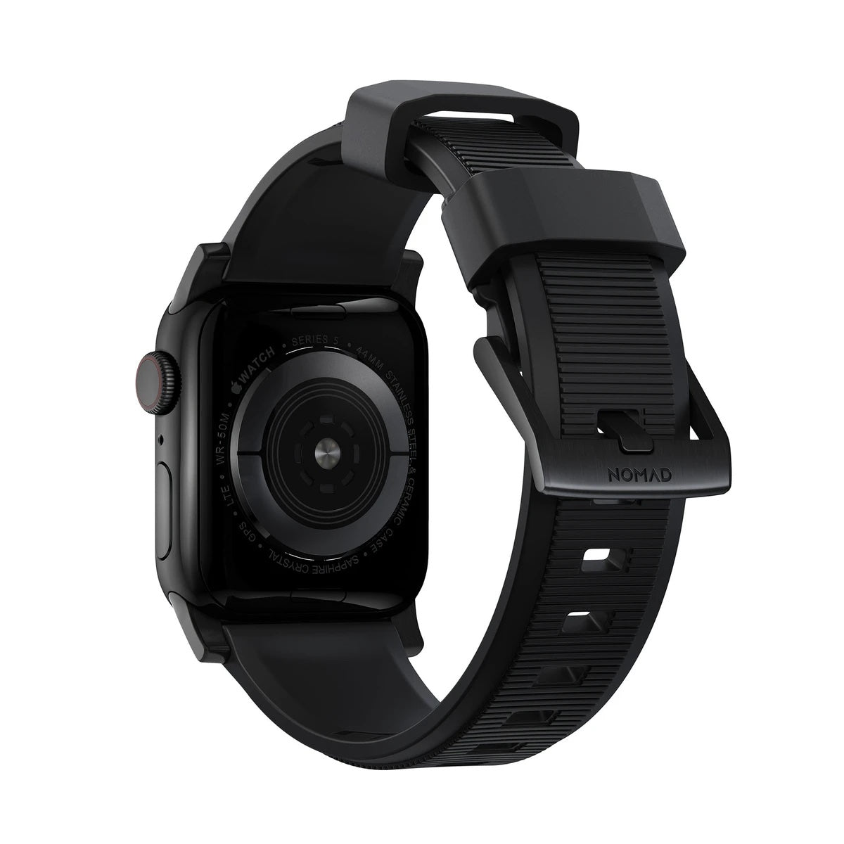 Řemínek pro Apple Watch 42/44/45/49 mm Nomad Rugged Strap - černý s černou přezkou - iSTYLE CZ