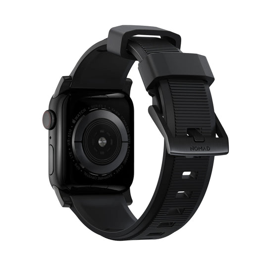Řemínek pro Apple Watch 42/44/45/49 mm Nomad Rugged Strap - černý s černou přezkou - iSTYLE CZ