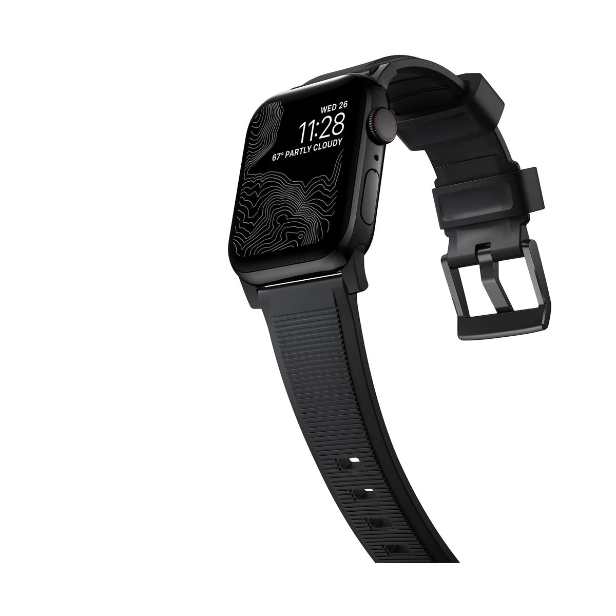 Řemínek pro Apple Watch 42/44/45/49 mm Nomad Rugged Strap - černý s černou přezkou - iSTYLE CZ