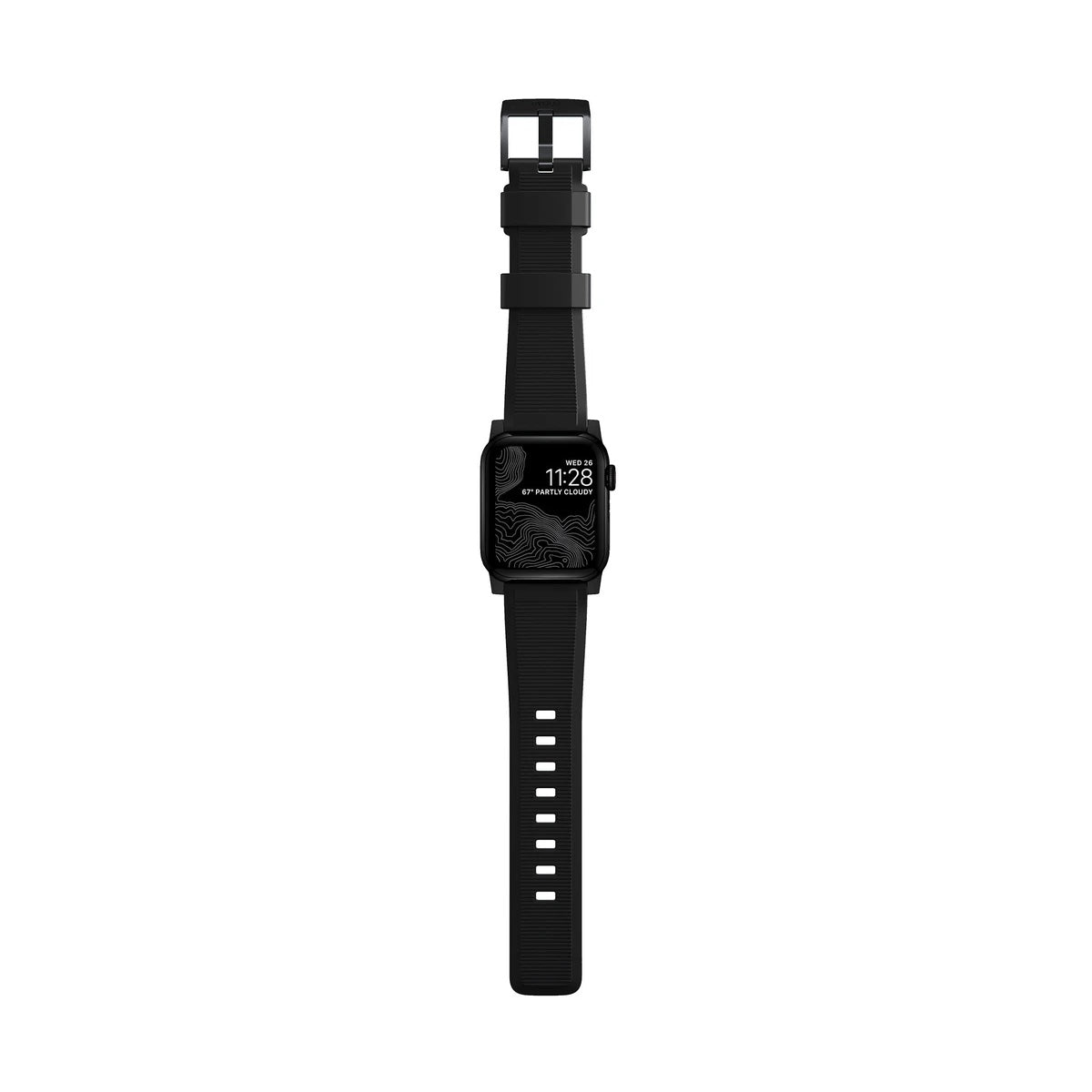 Řemínek pro Apple Watch 42/44/45/49 mm Nomad Rugged Strap - černý s černou přezkou - iSTYLE CZ