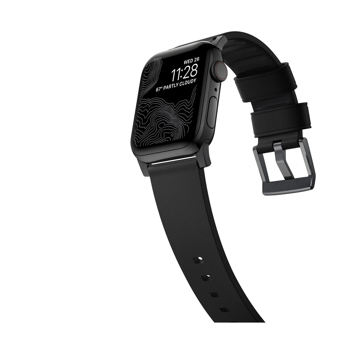 Řemínek pro Apple Watch 42/44/45/49 mm Nomad Active Strap Pro - černý s černou přezkou - iSTYLE CZ