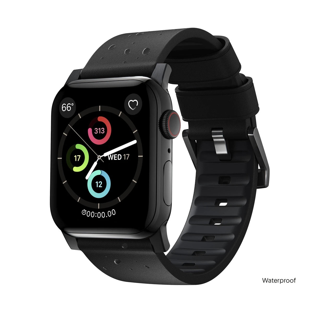 Řemínek pro Apple Watch 42/44/45/49 mm Nomad Active Strap Pro - černý s černou přezkou - iSTYLE CZ