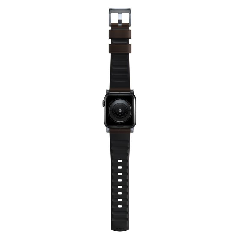 Řemínek pro Apple Watch 42/44/45/49 mm Nomad Active Strap Pro - hnědý se stříbrnou přezkou - iSTYLE CZ