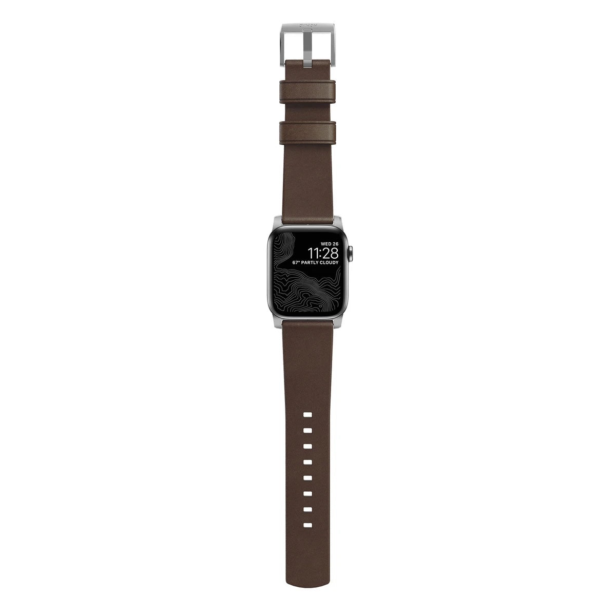 Řemínek pro Apple Watch 42/44/45/49 mm Nomad kožený - stříbrný - iSTYLE CZ