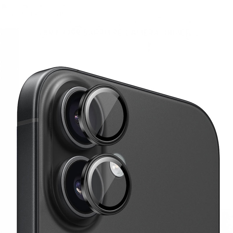 Safírové sklo na čočky pro iPhone 16/16 Plus Mobile Origin - černé - iSTYLE CZ