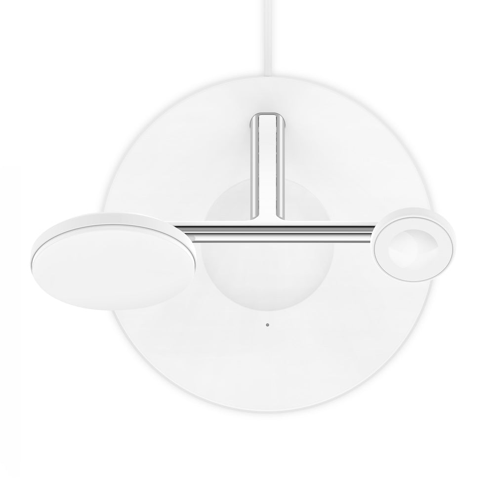 Bezdrátový nabíjecí stojan Belkin BoostCharge Pro 3v1 s Qi2 - bílý - iSTYLE CZ