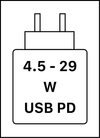 Toto zařízení podporuje rychlé nabíjení přes USB PD, jak je definováno v dokumentu USB Implementers Forum Power Delivery.