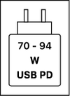 Toto zařízení podporuje rychlé nabíjení přes USB PD, jak je definováno v dokumentu USB Implementers Forum Power Delivery.