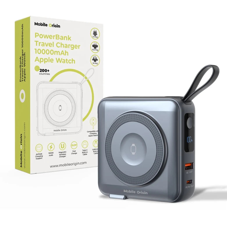 Powerbanka a cestovní nabíječka Mobile Origin PowerBank Travel Charger 10 000 mAh - šedá - iSTYLE.cz