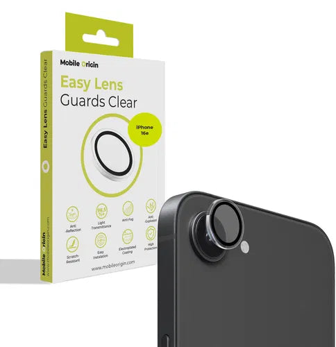 Sklo na fotoaparát pro iPhone 16e Mobile Origin Easy Lens Full Cover - průhledné
