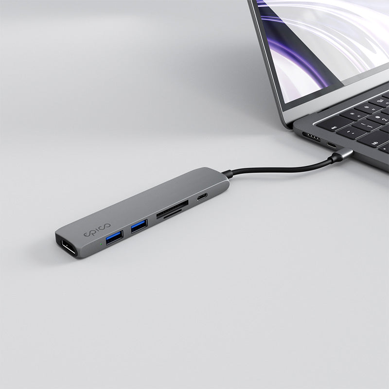 Hliníkový USB-C hub 6v1 Epico s podporou 8K – vesmírně šedý - iSTYLE CZ