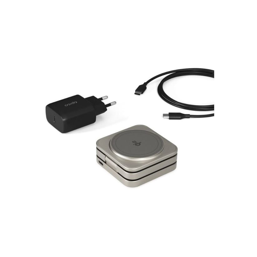 MagSafe cestovní nabíječka Epico UltraBase Qi2 3in1 Fold Alu Mag+ - stříbrná - iSTYLE CZ