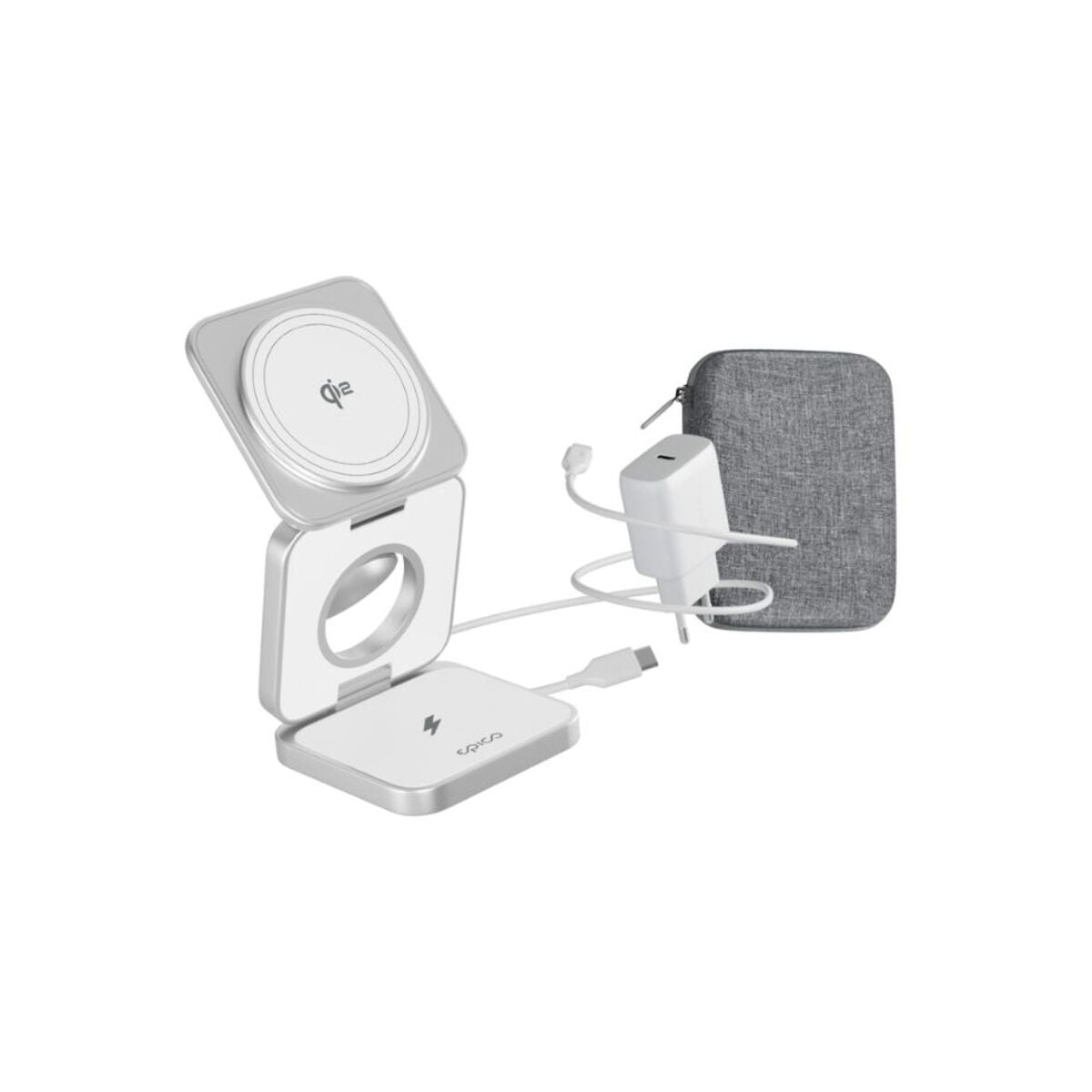 MagSafe cestovní nabíječka Epico UltraBase Qi2 3in1 Fold Alu Mag+ - bílá - iSTYLE CZ